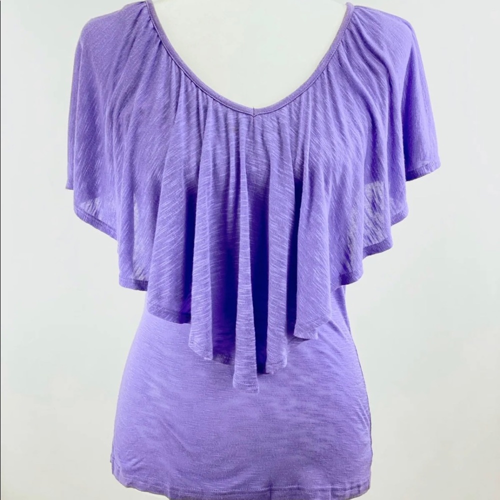 Fitted Blouse with Ruffled Neckline and Sleeves